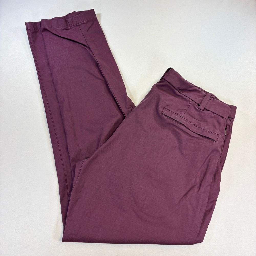 Lululemon Commission Slim Pants Men 34x33 Burgundy Warpstreme Golf Travel Office